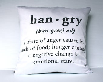 Cushion cover 16 inch pillow cover, decorative pillow, hangry cushion, hangry pillow, HANGRY cotton cushion cover, pillow, 16inch 40cm