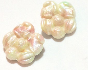 Vintage Shell Look Clip Earrings