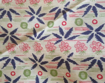 Vintage Printed Silk Broadcloth Leaves Berries