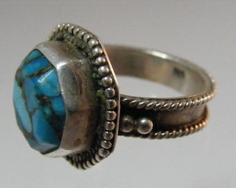 Vintage Southwest Mosaic Turquoise Ring in Sterling Silver..... Lot 5836