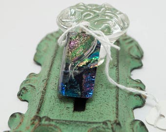 Beautiful One of a Kind Hand-Crafted Dichroic Fused Glass Pendant with Shooting Star Design