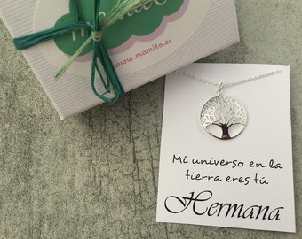Colgante plata arbol de la vida, colgante hermana, colgante plata, regalo personalizado, regalo navidad