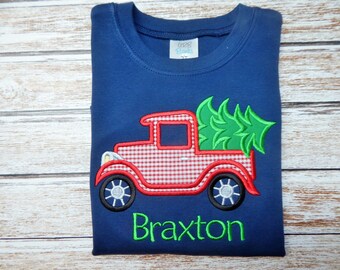 BOY'S CHRISTMAS SHIRT, Boy's shirt with Christmas tree; Boy's personalized Christmas shirt; Boy's Christmas; ships 3-5 days