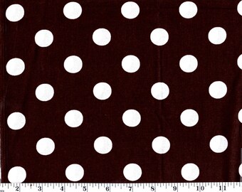1 Yard, Large White Dots on Brown