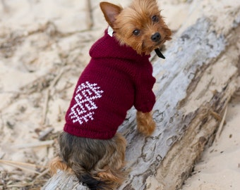 Handmade knitted dog hoodie, Dog jumper, Dog sweater, Dog pullover, Pet clothing, Dog Clothing, Knitted dog sweater, Puppy sweater
