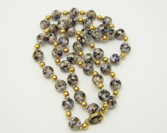 Long Cloisonne Bead Necklace Thirties Vintage Jewelry