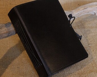 A6, Standard, Classic Leather Bound Journal, Black Leather Journal, Travel Journal, Book of Shadows, Leather Notebook, Personalised Journal.