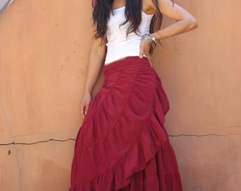 Boho Wrap Skirt ....Wrap Skirt ...Summer Skirt ...Color Red