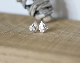 Sterling Silver Leaf Studs, Handmade, Earrings, Leaf Earrings, Silver leaf earrings, Silver Studs