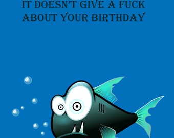 General Birthday Card Funny Hunour rude profanity swear fish