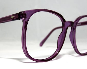 Vintage 80s Large Square Horn Rim Eyeglass Frames. Amethyst Purple.
