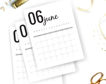 Printable Calendar 2017 | Minimalist Calendar | Black and White Wall Calendar | Instant Download