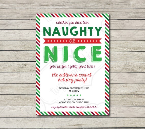 Naughty Or Nice Christmas Party Invitation Xmas Party