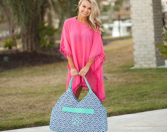 Monogram Beach Bag, Tide Pool Beach Bag, Monogram Boat Tote, Vacation Tote, Large Beach Bag, Summer Bag, Gift for Her, Large Pool Tote