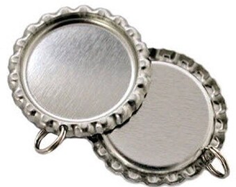 100 Flat Bottle Caps with 8mm Rings