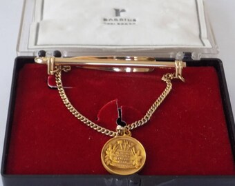 Pince à cravate, 10 KGF Carling brasserie Frankenmuth médaille de 25 ans sur la cravate de 12 K GF ou scark clip, souvenirs à collectionner