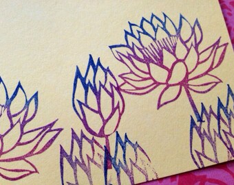 Lotus flower rubber stamp set // hand carbed and hand crafted