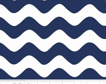 Wave In Color Navy-One Yard- Riley Blake
