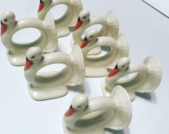 Vintage ceramic turkey napkin rings / holders