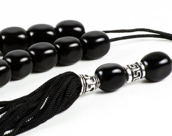 Black Obsidian Gemstone Greek Worry Beads