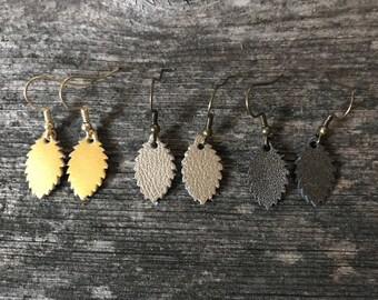 Tiny Leather Leaf Dangle