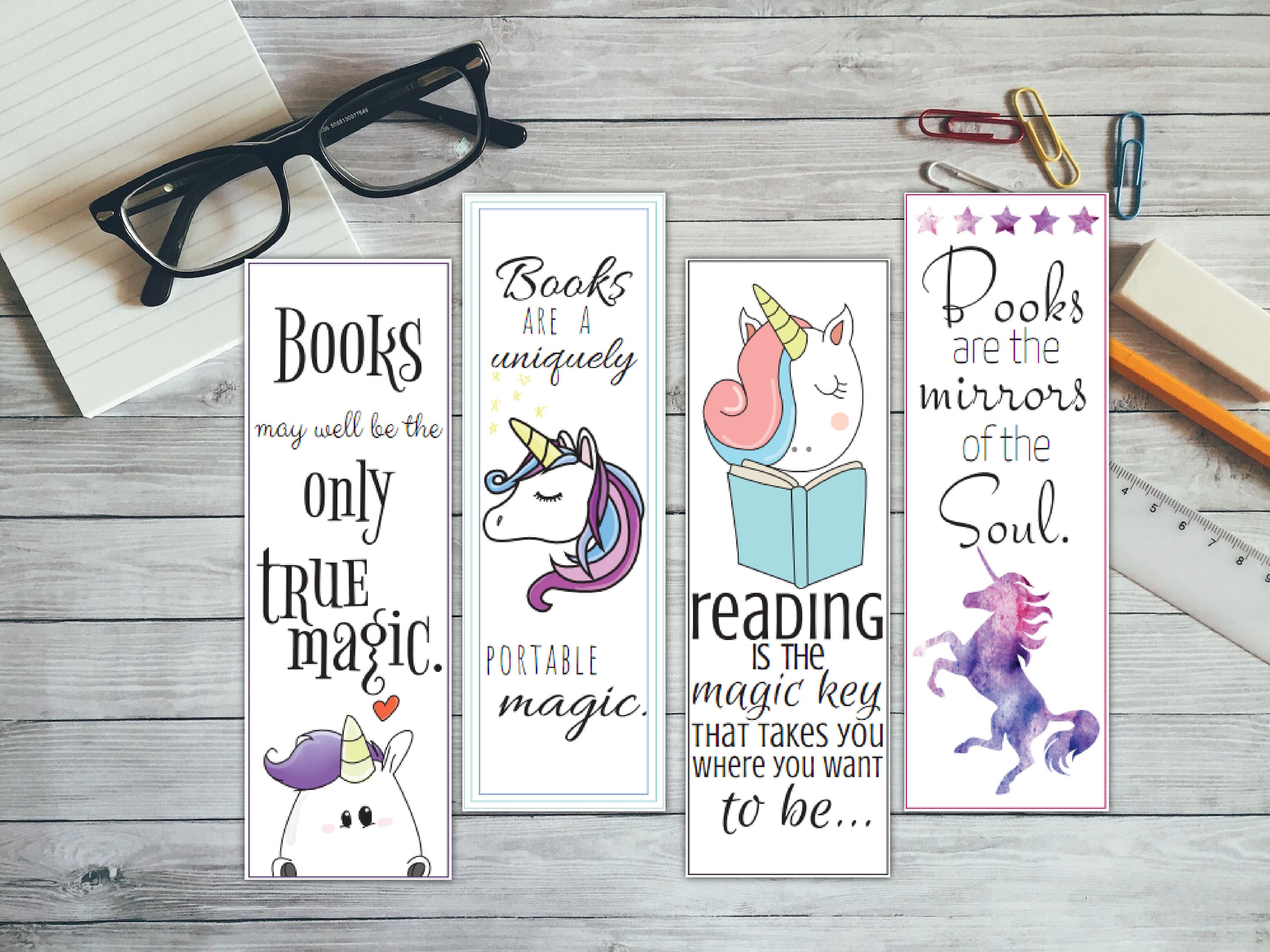 printable bookmark printable unicorn bookmark gift for her