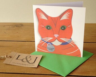 Cat Card, Cat Lover Card, Cute Cat, Cat Greeting Card, Orange Cat, Greetings Card, Cat Lover Gift, Cat Note Card, Cat Illustration, Cats