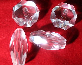 4 Vintage CRYSTAL COLUMNS, Breaks- CHANDELIER & Lamp Replacements parts