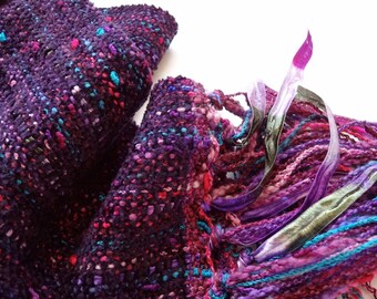 handwoven scarf in a beautiful blackberry