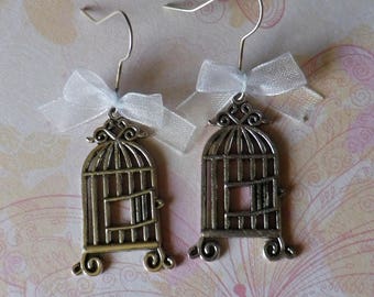 Earring dangle charm "birdcage"