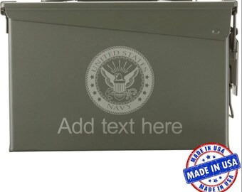 US Navy Logo Custom Engraved 30/50 Cal Ammo Can Personalized Dad Gift Cool Guy Gifts Father's Day Gift Grandpa Gift Groomsmen Hunter