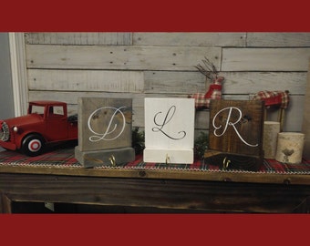 Christmas Rustic Wood Monogram Stocking Holders 8" x 6" Decor / Holiday / monogram / name / personalized / initial / names/ hanger holder