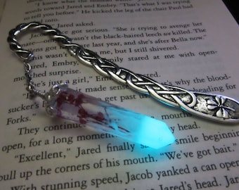 Real flower /Silver bookmark glow in the dark