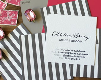 Striped Calling Cards / Business Cards / Blogger Cards - Set (50)