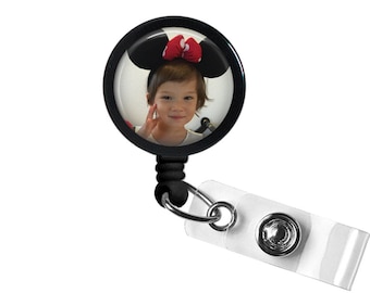 Custom Photo Glass/Bottle Cap Retractable ID Badge Reel, Nurse Badge Reel