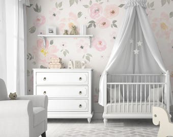 Amara Floral Mural • Easy to Apply Removable Peel 'n Stick Wallpaper in Custom Colors!