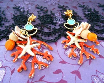 1 pair of tropical long earrings