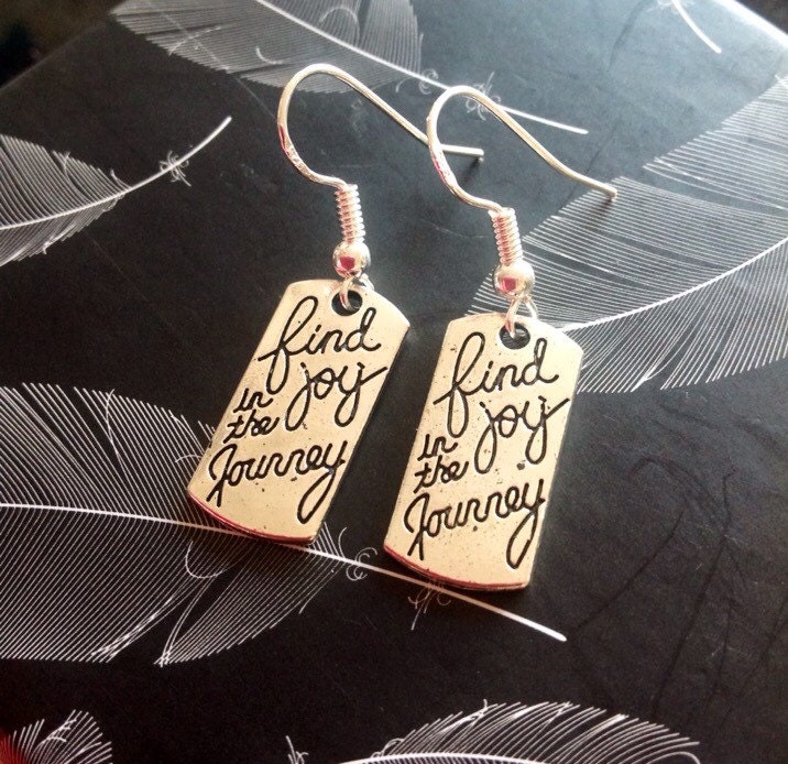 Engraved quote Engraved word Earrings Silver Tablet Earrings