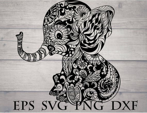 Elephant mandala svg / elephant zentangle svg / mandala