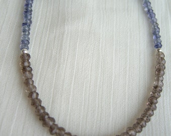 Faceted Iolite and Smoky Quartz Necklace