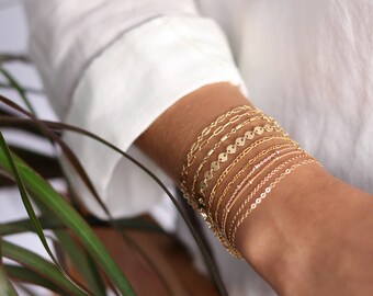 Dainty Chain Bracelet - 14k Gold Filled - Delicate Chain Stacking Bracelet - Bridesmaid Gift - Gift for Women - Layering Bracelet