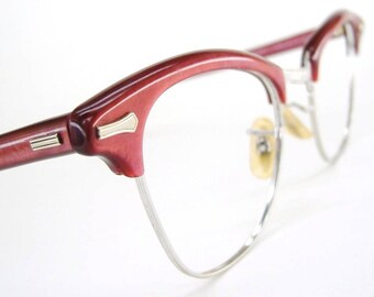 Vintage Red Cat Eye Glasses Sunglasses Eyeglasses Frame Shuron 12Kt Gf