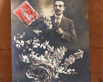 Vintage French Postcard - Bonne Annee Gentleman