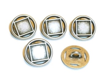 Antique Silver Geometric Button - Wrap Bracelet Button - Wrap Bracelet Clasp - Bracelet Button - Shank Button - Metal Button - 15mm button