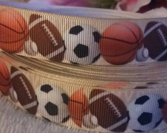 3 yards, 7/8' grosgrain ribbon with sports design