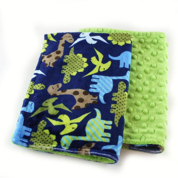 Green Dinosaurs Minky Baby Mini Lovey Blanket Baby Boy / Baby shower gift / Newborn Lovey Gift / security blanket / Boy Lovey / Name Blanket