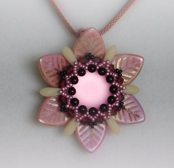 Flower Beading Tutorial Jewelry Pendant Pattern