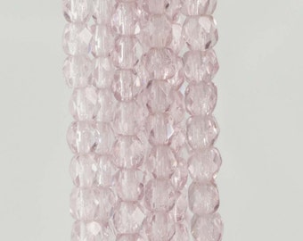 Firepolish Czech Faceted Light Amethyst Glass Beads 3mm (50)