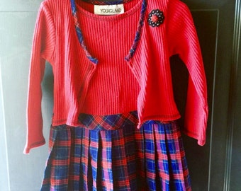 Vintage pretty plaid dress 3t Valentine's Day