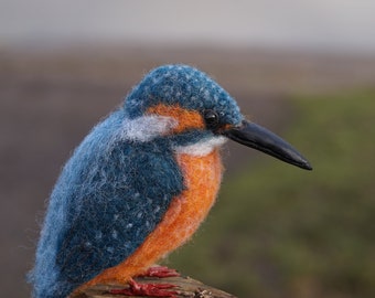 Needle Felt Kingfisher Bird Sculpture